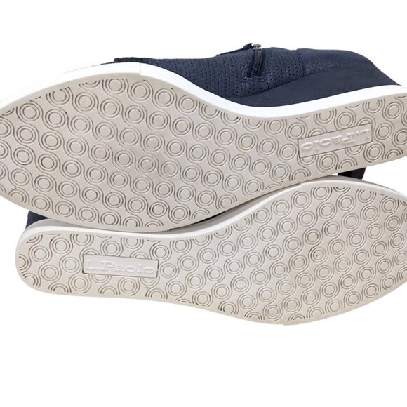 Linea Paolo Wedge Sneakers Platform Boots Booties Blue Metallic Side Zip Sz 12 - Picture 11 of 11